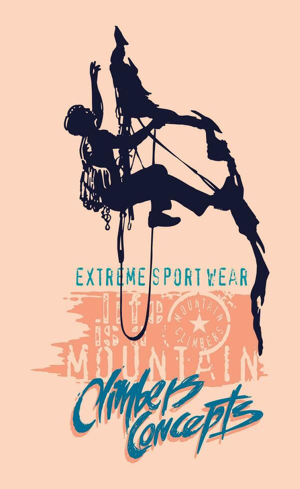Hiker silhouette illustration in composition with text. Editable vector art.