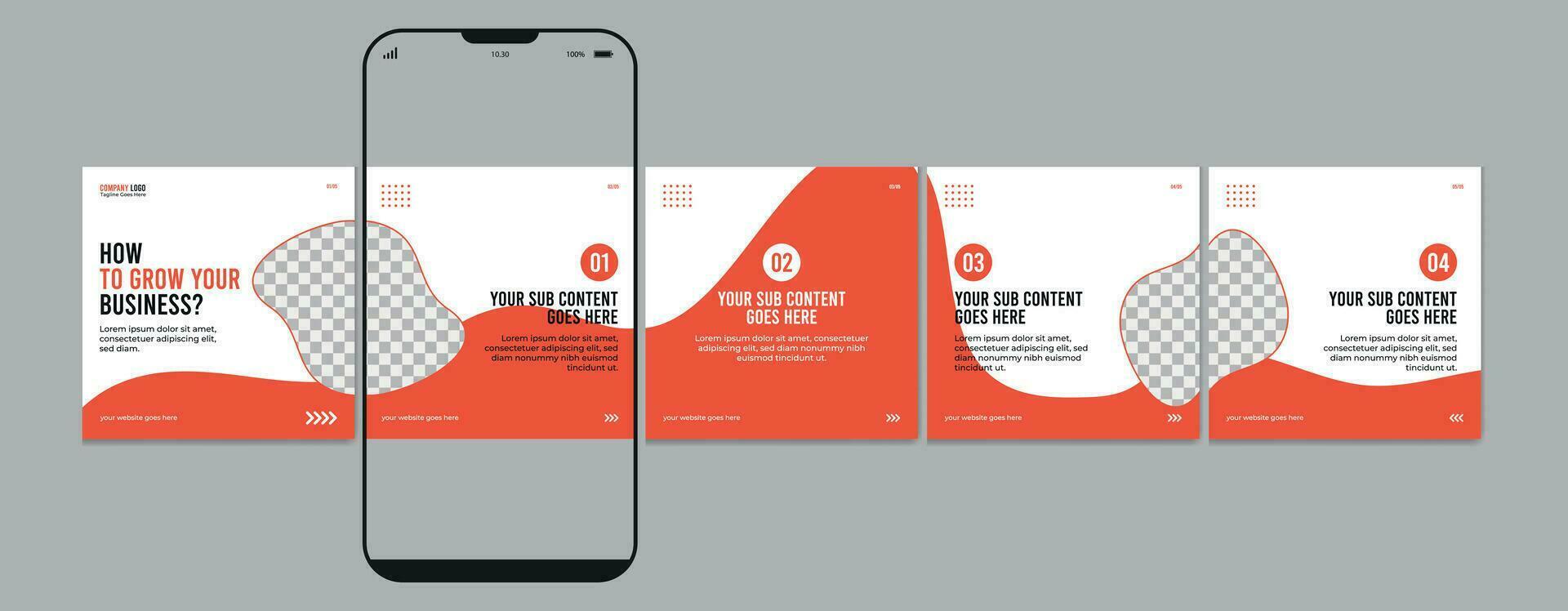 Set Of Carousel Post Template, Editable carousel post, social media carousel post for business vector