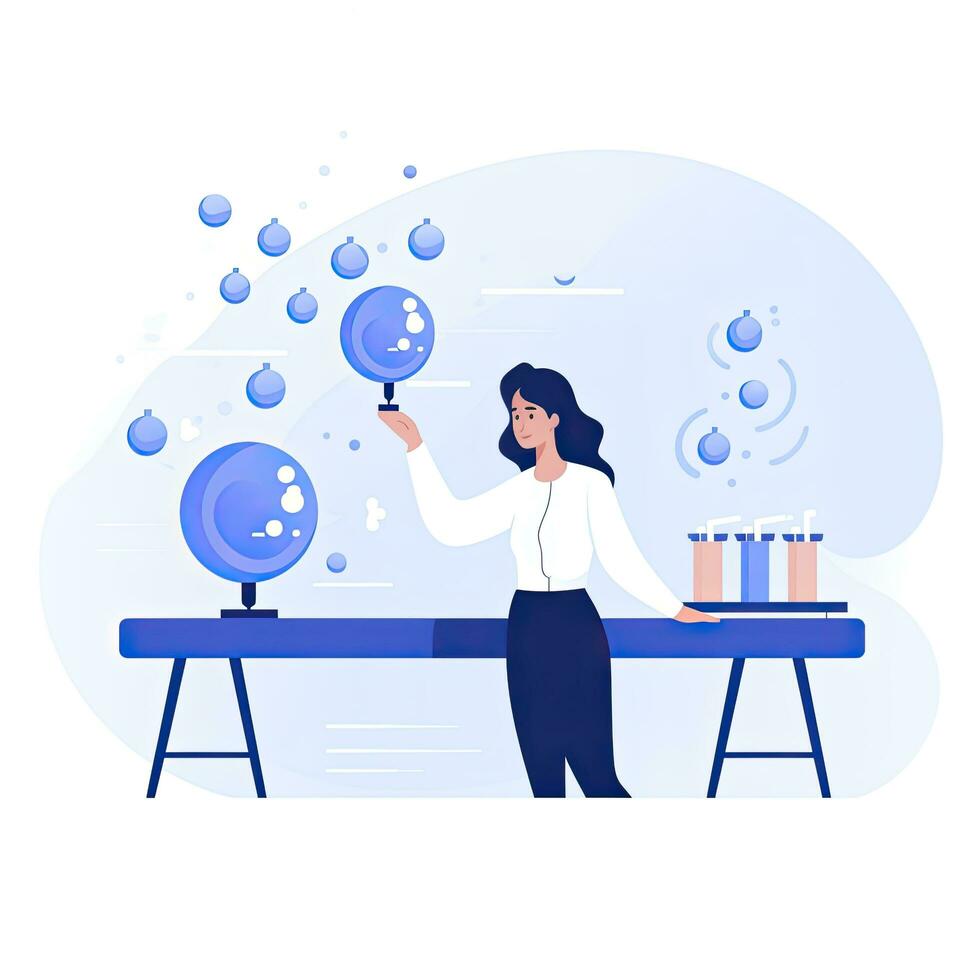 AI generated Teacher Leading Science Experiment in Classroom Minimalist UI Illustration in Flat photo