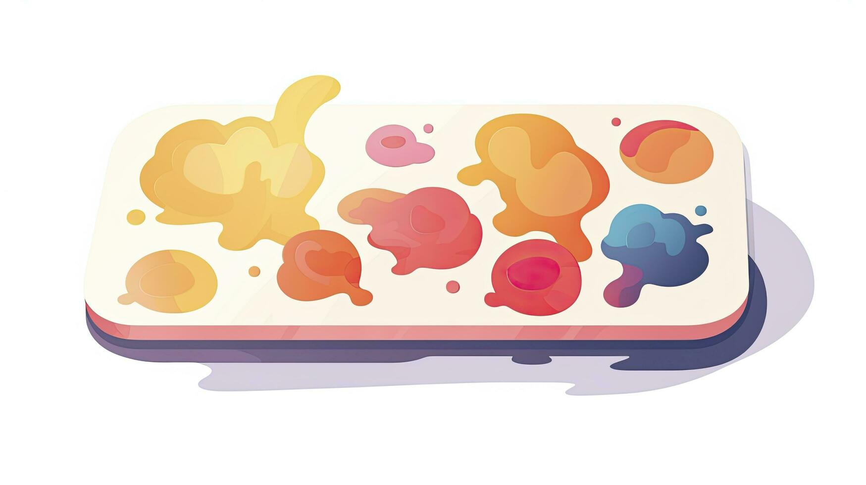 AI generated Artistic Palette with Vibrant Paint Blobs Minimalist Flat Design on White Background photo