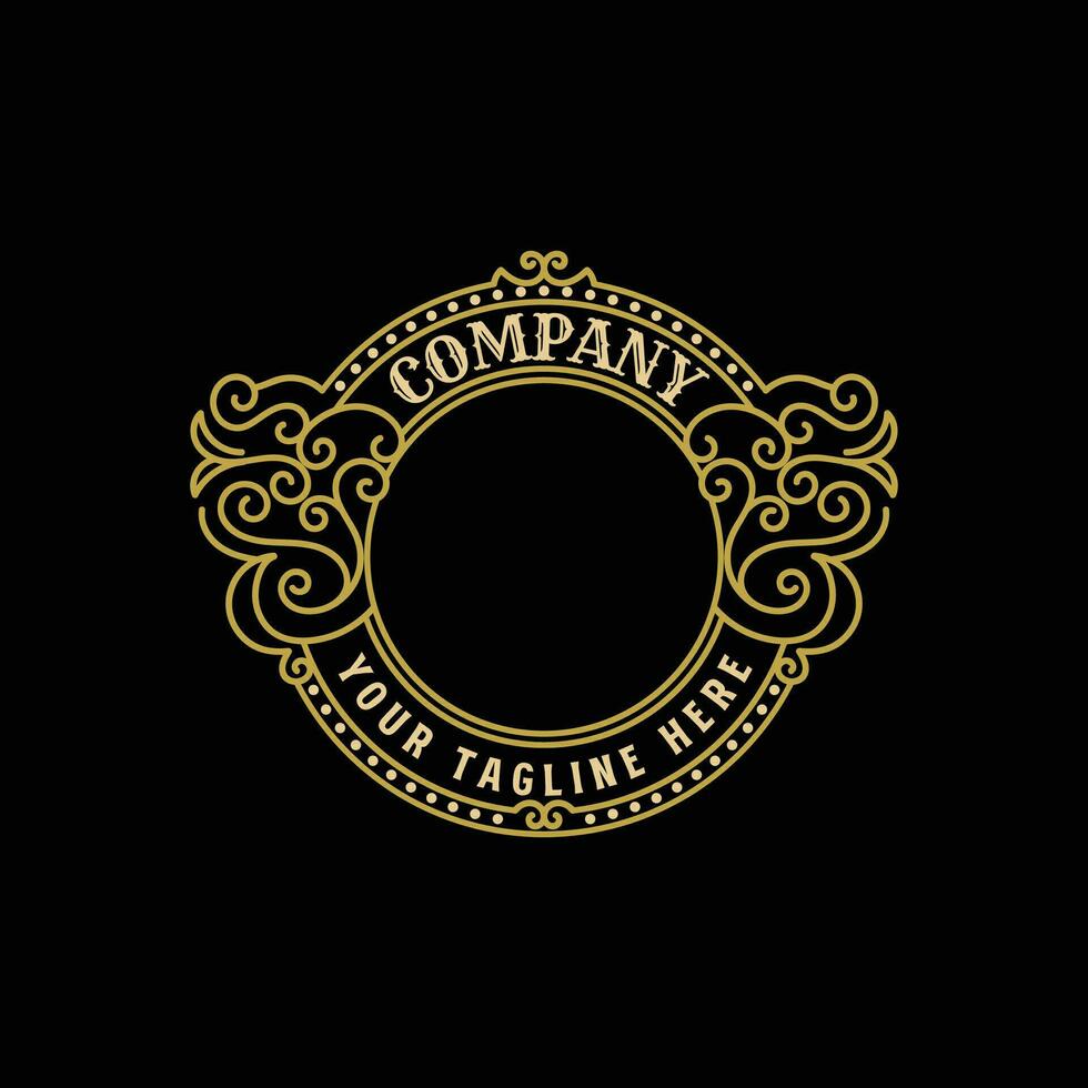 Retro Golden Royal Frame Ornament or Art Deco Badge Emblem Label Illustration vector