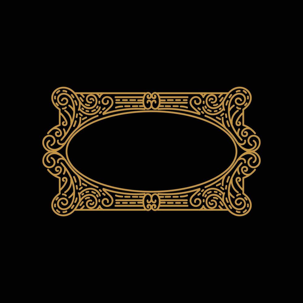 Vintage Blank Rectangle Golden Frame Border Badge Emblem Stamp Label Logo Design vector