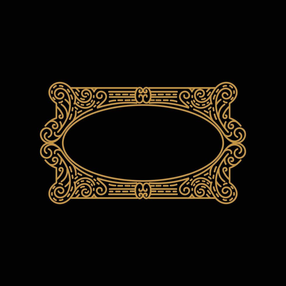 Vintage Blank Rectangle Golden Frame Border Badge Emblem Stamp Label Logo Design vector
