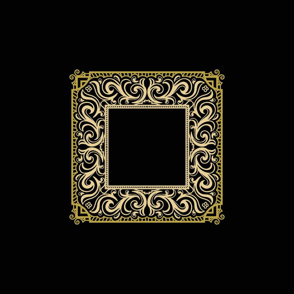 Square Vintage Retro Golden Royal Frame Ornament or Art Deco Badge ...