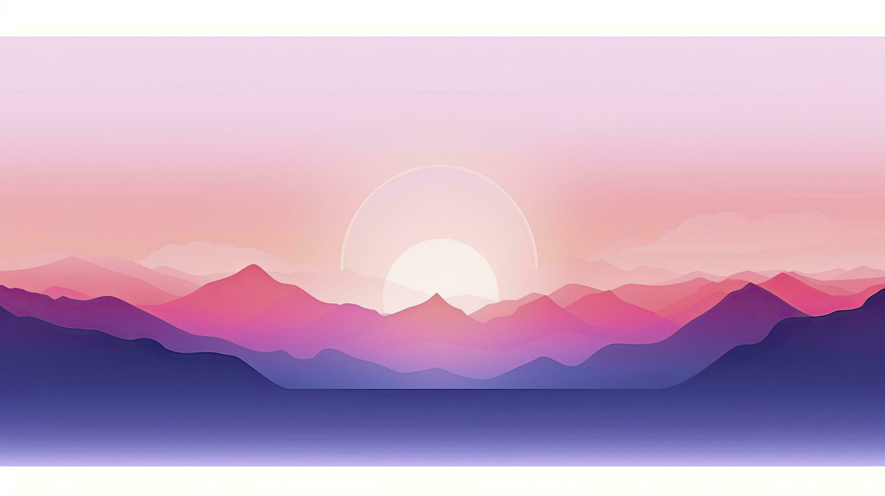 AI generated Serene Mountain Landscape at Sunrise Minimalist UI, Flat Illustration Style photo