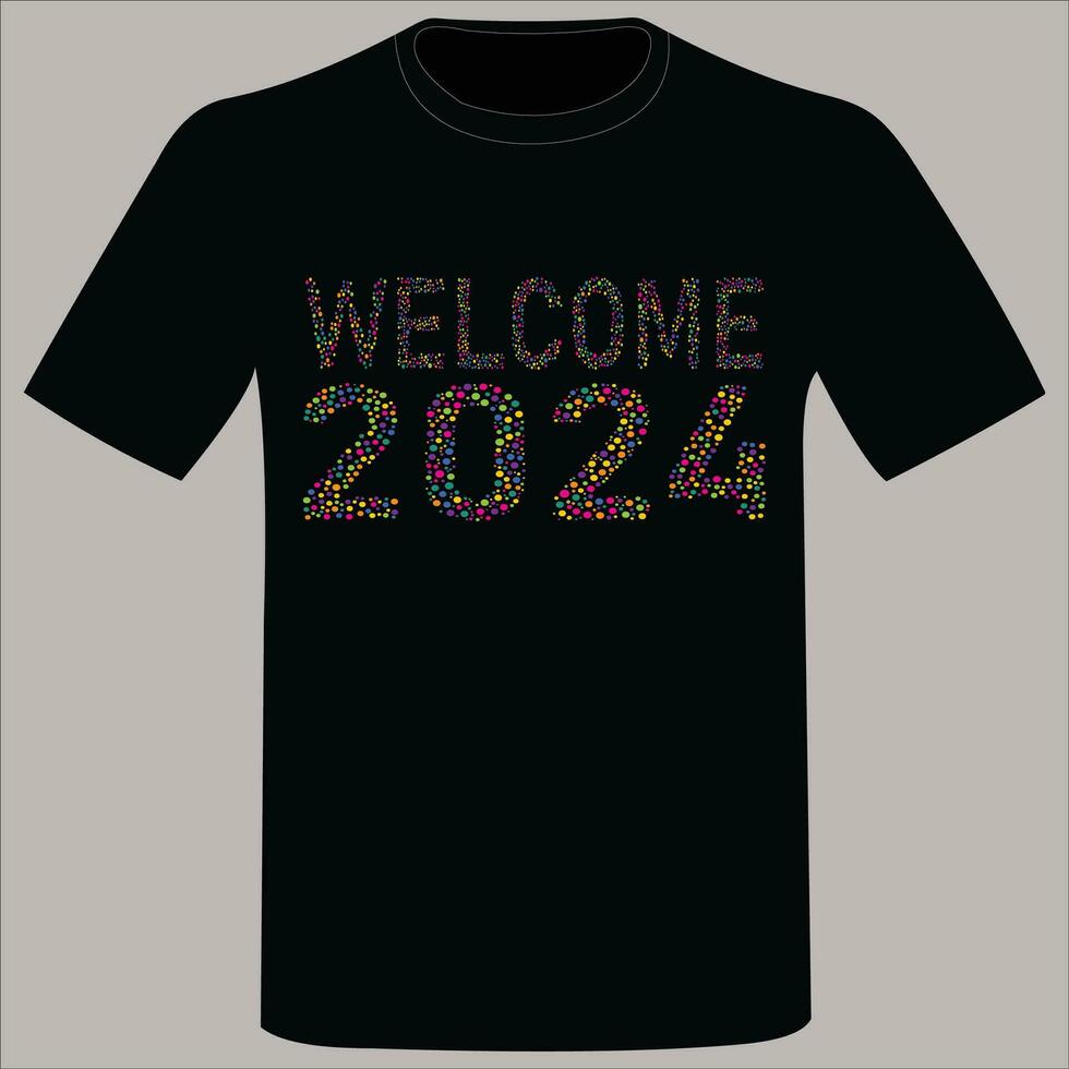 diseño de camiseta feliz año nuevo 2024 vector