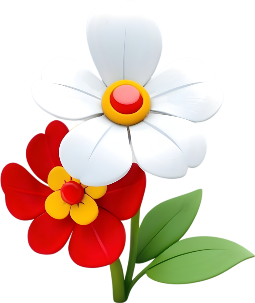 AI generated 3D Floral Model, Flower 3d on a transparent background png