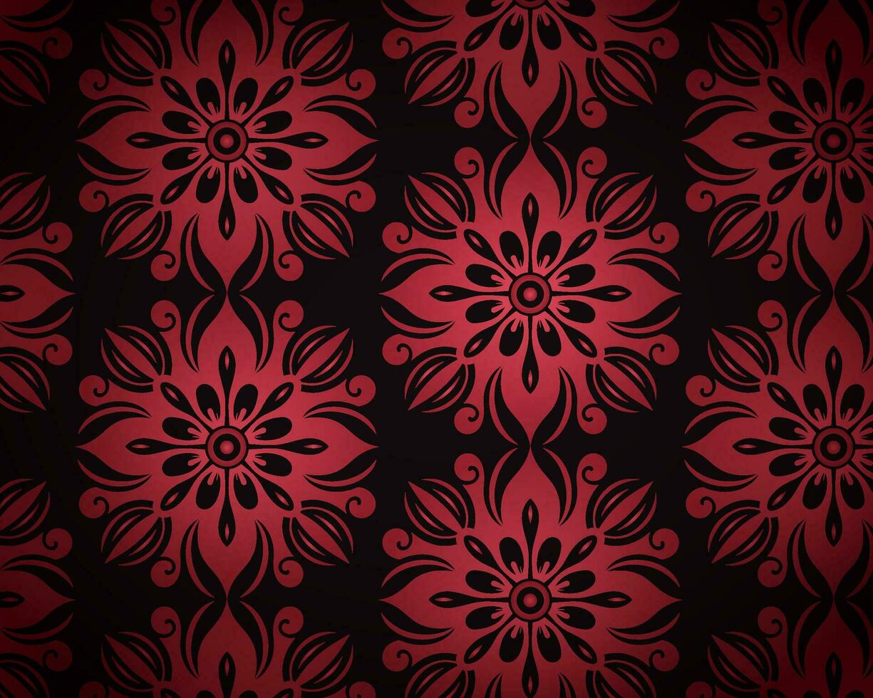 Black and Red Floral on the Dark Wallpaper vector