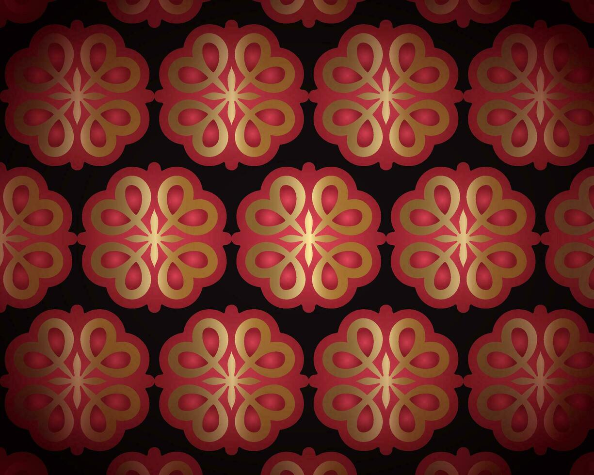 negro y oro fondo de pantalla con rojo floral acentos vector