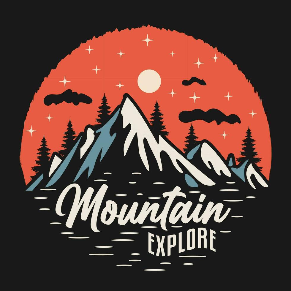 montaña explorar t camisa diseño ilustración vector