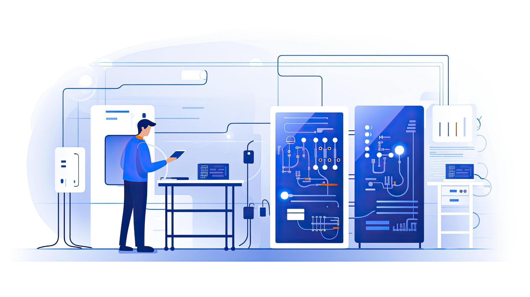 AI generated Minimalist UI illustration of an electrical engineer