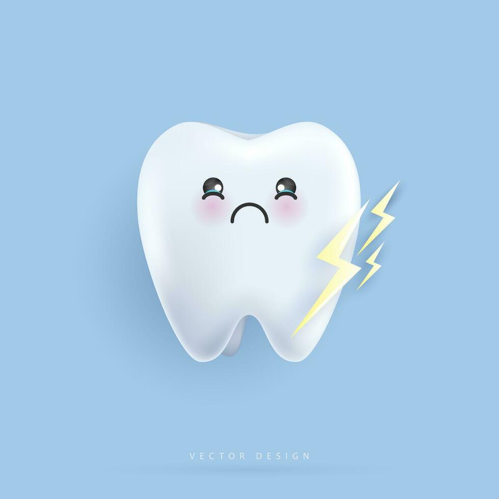 Tooth sensitivity. tooth and thunder. can be used in children dentist clinic. Medical health and dentistry concept. cartoon dental character. vector design.