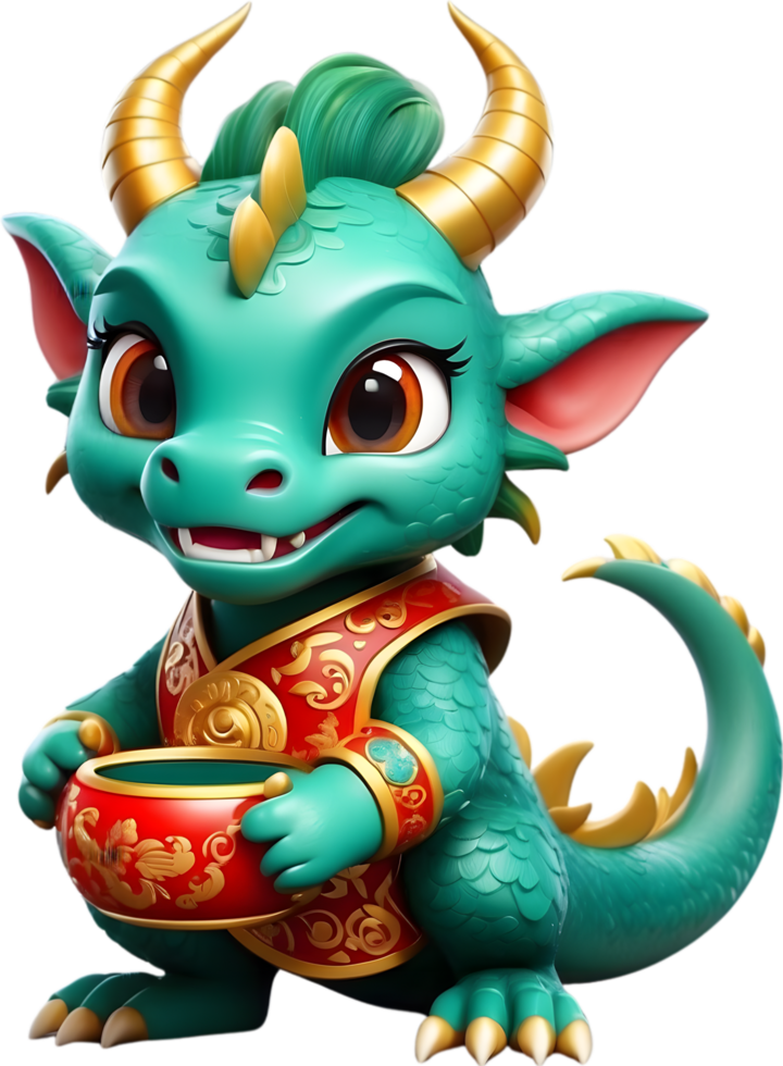 AI generated a cartoon chinese dragon zodiac theme chinese new year 2024 png