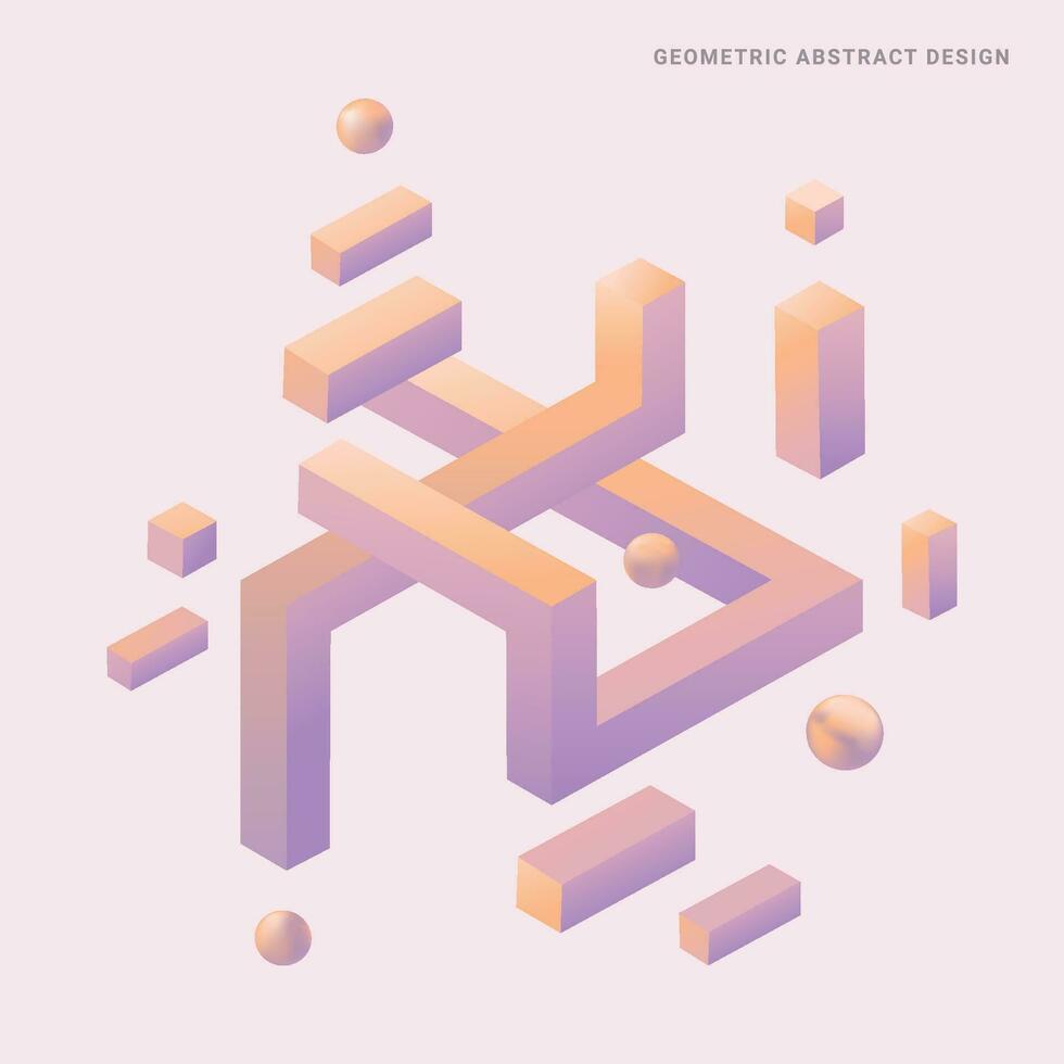 Isometric geometric abstract shape background.Design template for web, poster, backdrop, publication, brochure, flyer, leaflet.Vector abstract technological background in modern style vector