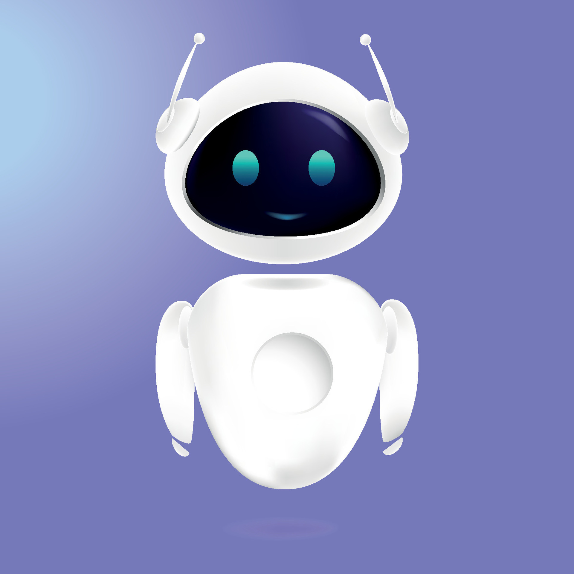 3D chat bot artificial intelligence with neon eyes. AI technology ...