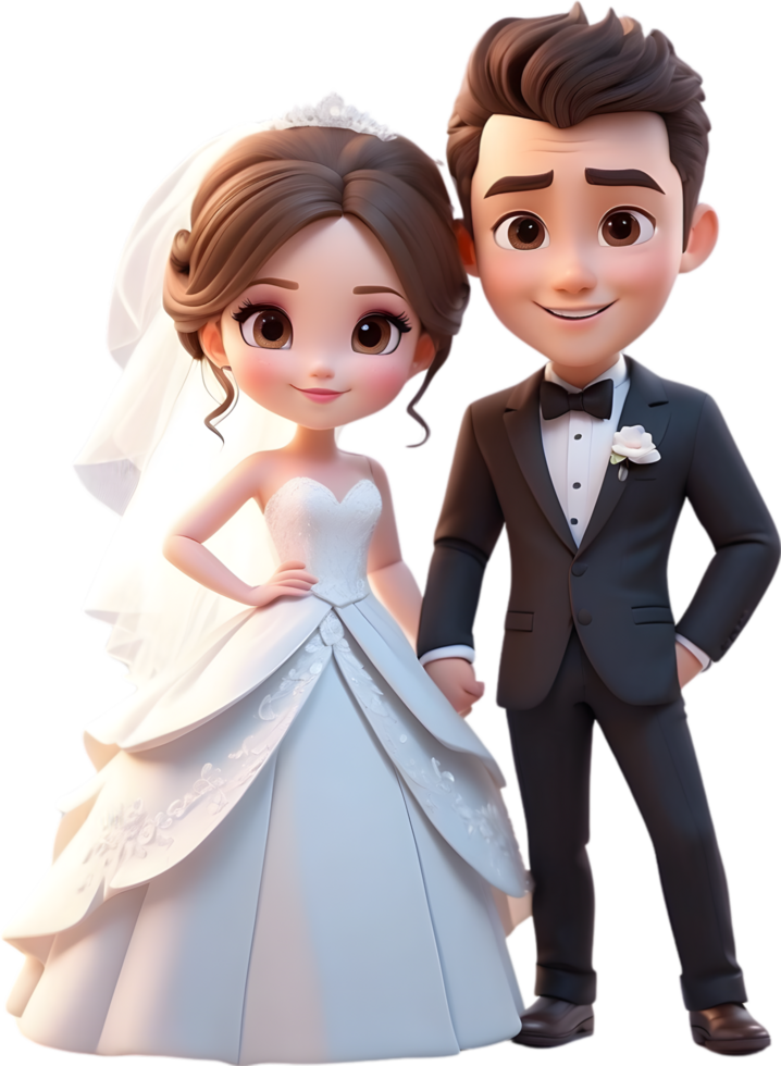 AI generated cartoon wedding couple, wedding clipart, wedding clipart, wedding clipart png