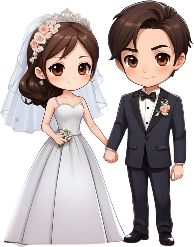 ai generado dibujos animados Boda pareja, Boda clipart, Boda clipart, Boda clipart png