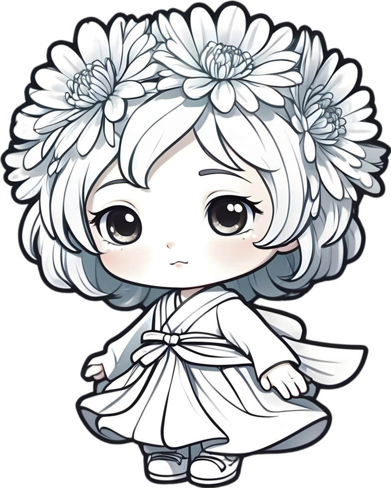 AI generated cute kid with floral png