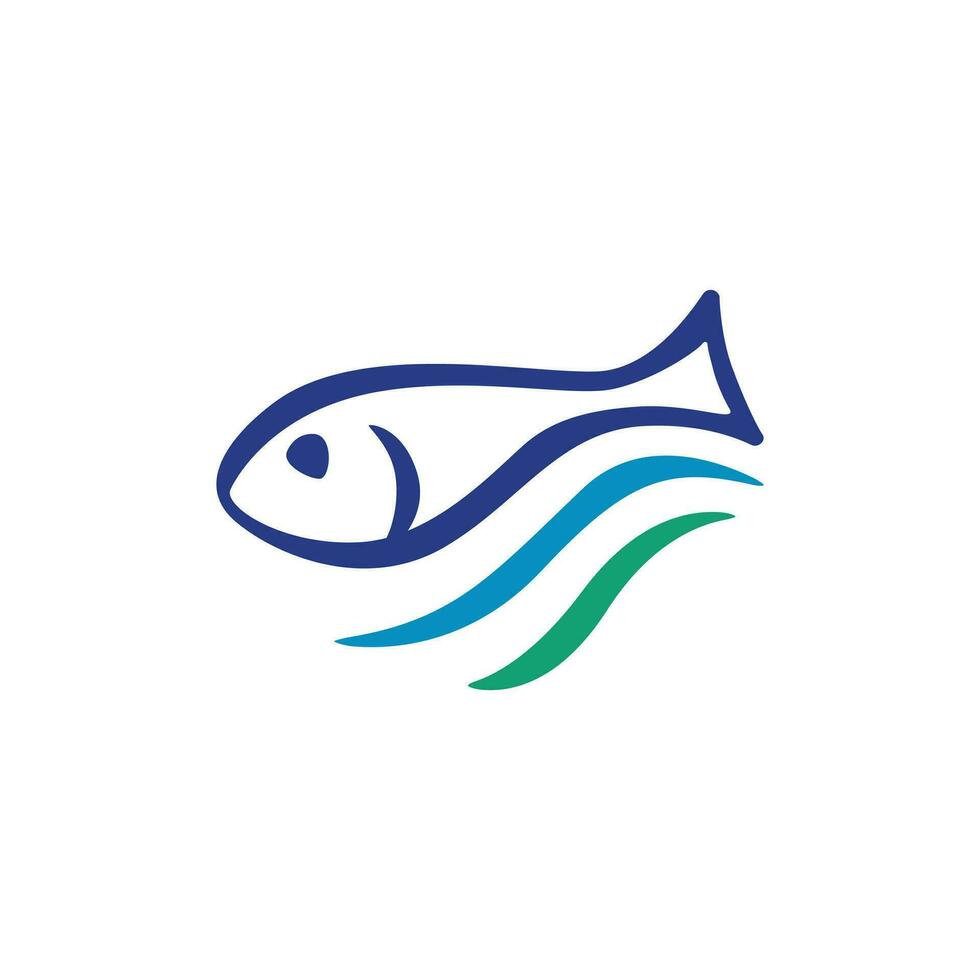 pescado y agua ola logo - unificando elemento para pesca, marítimo, río industrias, y similar negocios vector