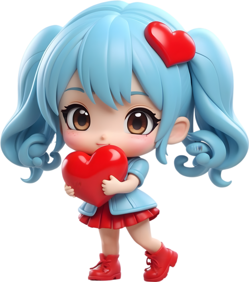 AI generated cartoon couple with heart for valentine day png