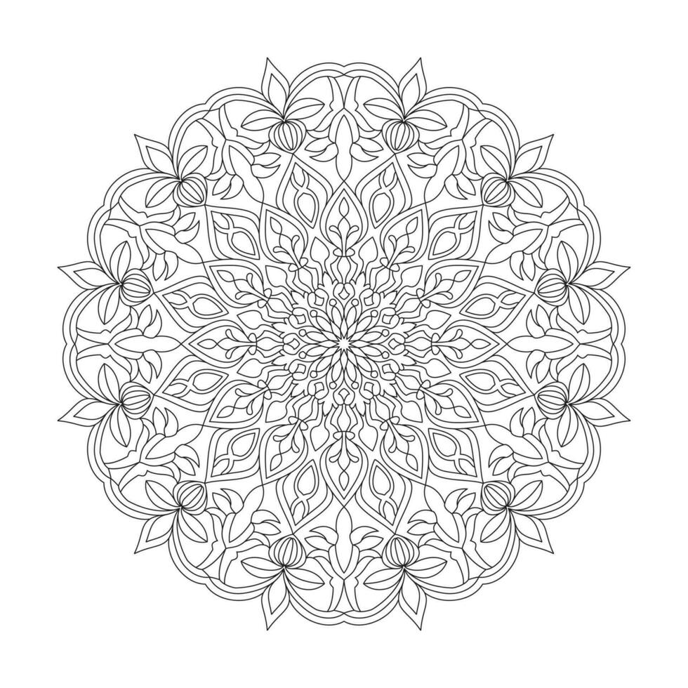 Cosmic Center adult mandala coloring book page for kdp book interior vector