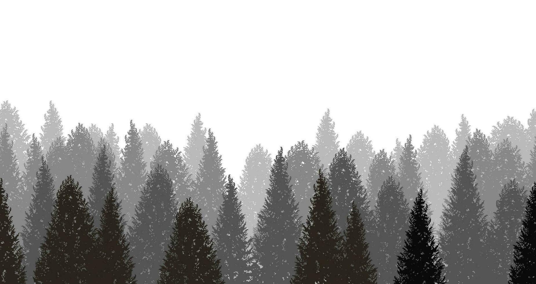 Vector Seamless Monochrome Forest Background Illustration With Text Space. Horizontally Repeatable.