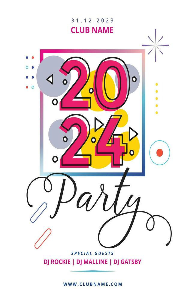 New Year Party 2024 poster templates flat elegance vector