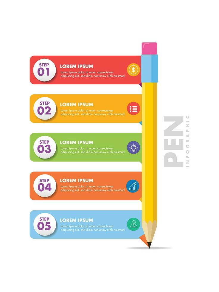 Education infographic template pencil text box vector