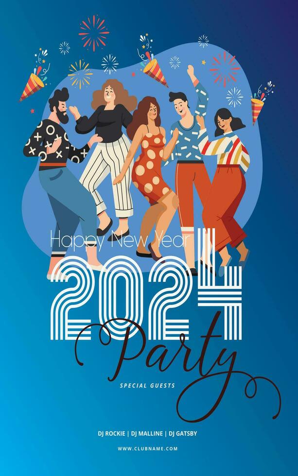 New Year 2024 poster templates flat elegance vector