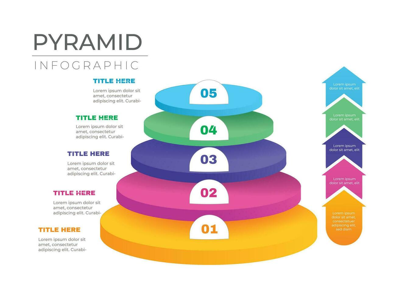 pirámide gráfico infografía modelo elegante circulo capas 3d vector