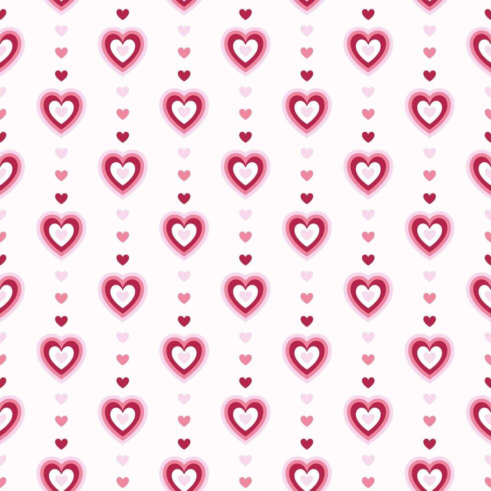 Seamless pattern of hearts in pink shades on isolated background. Romantic love design for love, Valentines day, mothers day, wedding celebration, greeting card, invitations, scrapbooking. vector