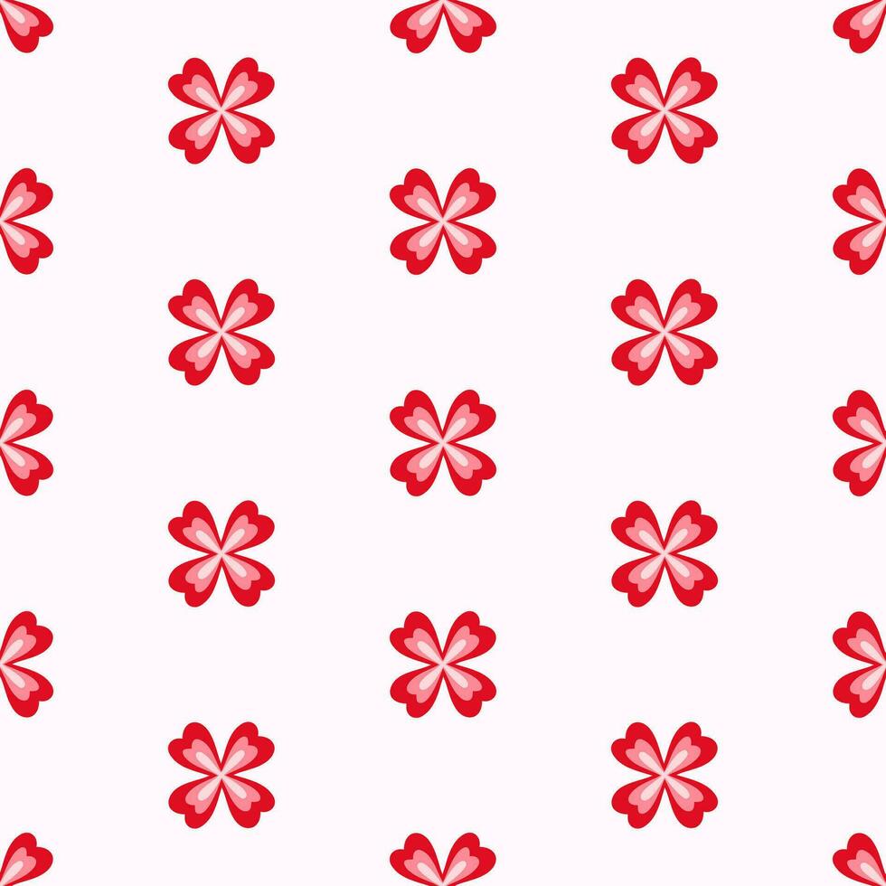 SPSeamless pattern of heart shaped flowers on isolated background. Design for celebration of Valentines Day, wedding, mothers day, for greeting cards, scrapbooking or home decor. vector