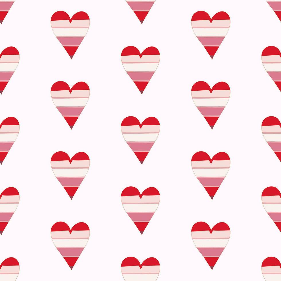 Seamless pattern of hand drawn love hearts on isolated background. Romantic design for Valentines day, mothers day, wedding celebration, greeting card, paper crafts, home and nursery decor. vector