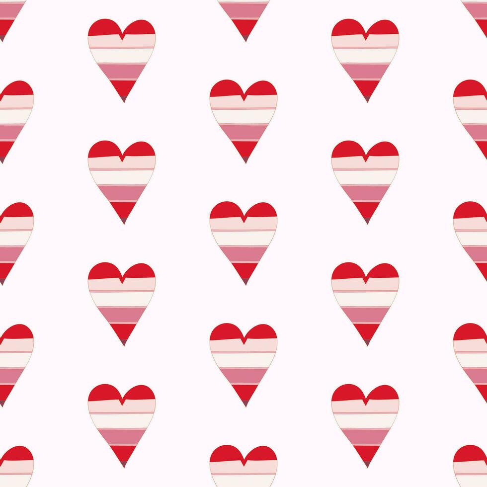 Seamless pattern of hand drawn love hearts on isolated background. Romantic design for Valentines day, mothers day, wedding celebration, greeting card, paper crafts, home and nursery decor. vector