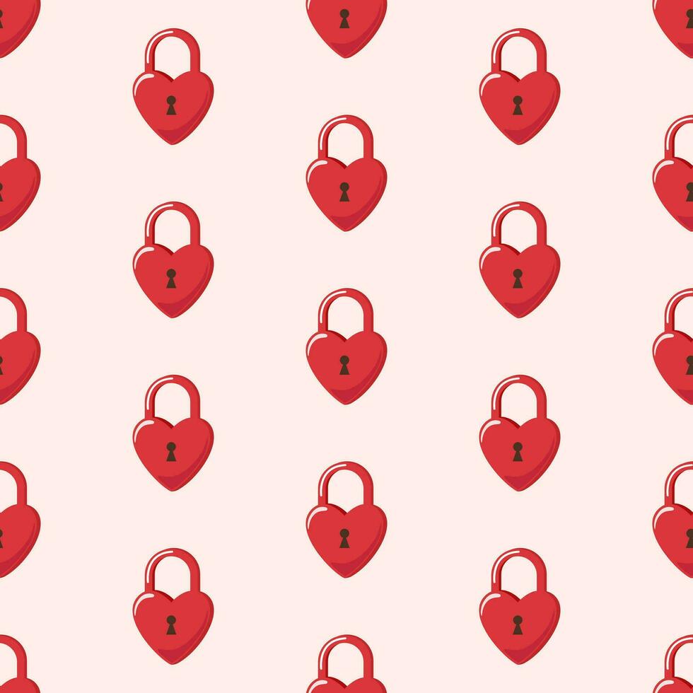 Seamless pattern of heart shaped lovelocks on isolated background. Design for celebration of Valentines Day, wedding, mothers day, for greeting cards, scrapbooking or home decor. vector