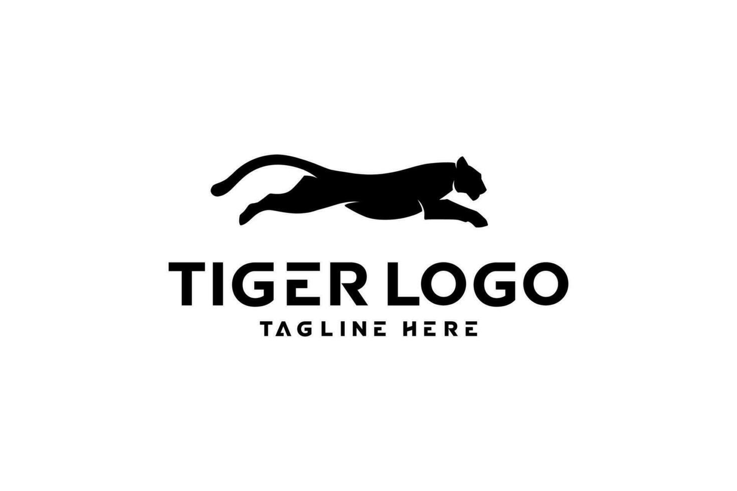 vector logo de saltando Tigre en silueta estilo