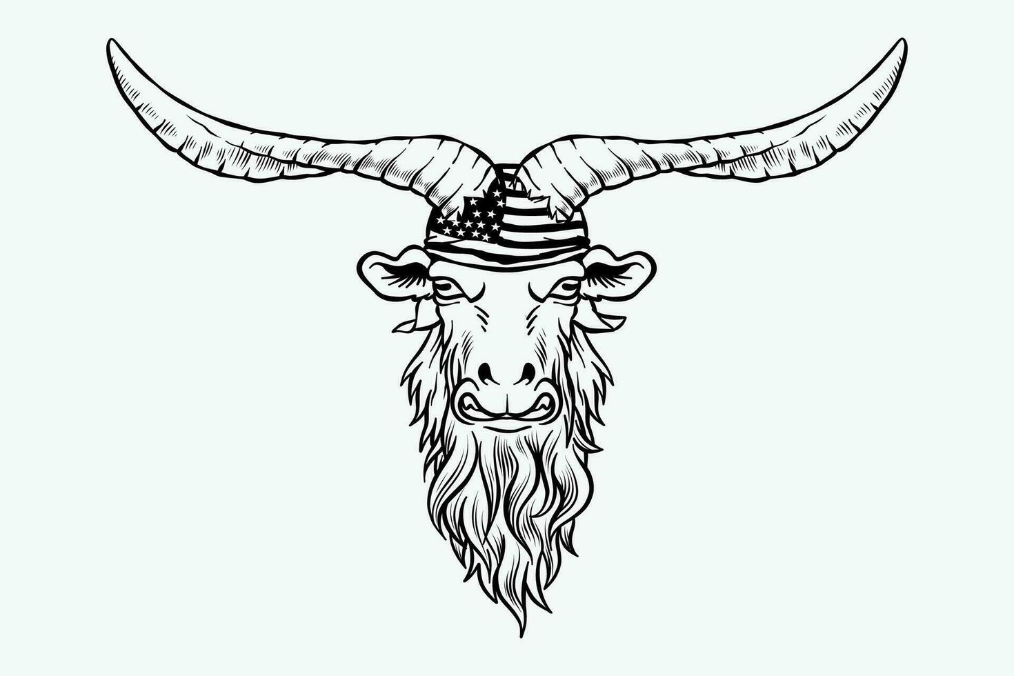 vector illustration of a black and white goat carrying a wrench