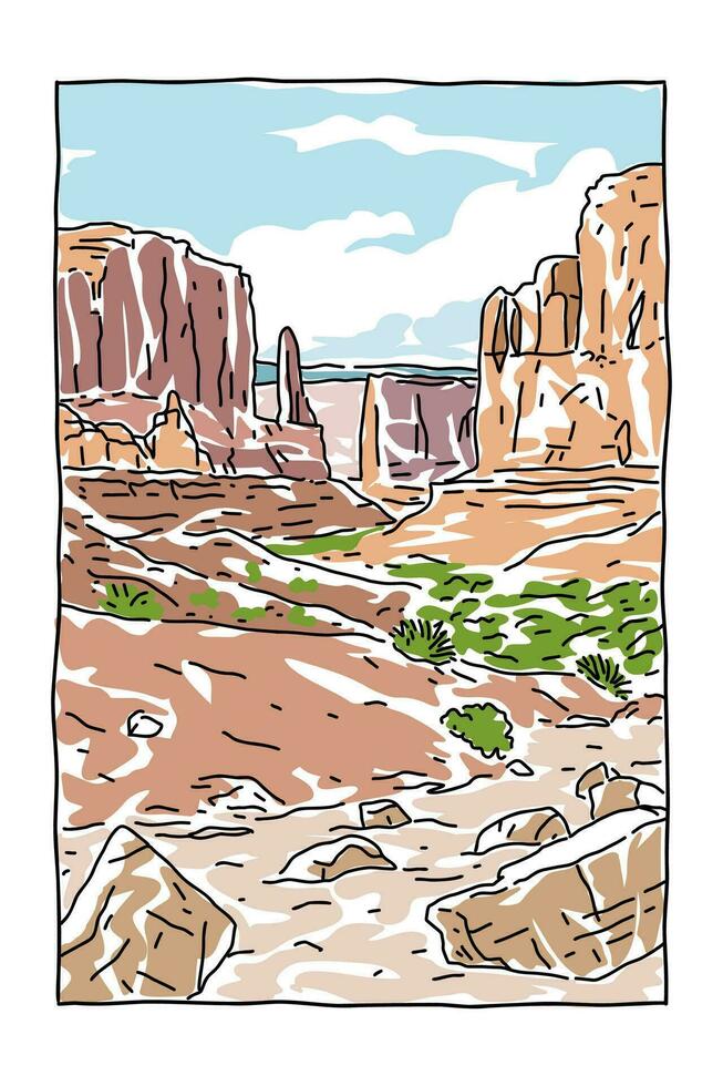 desert vector illustration with abstract line style
