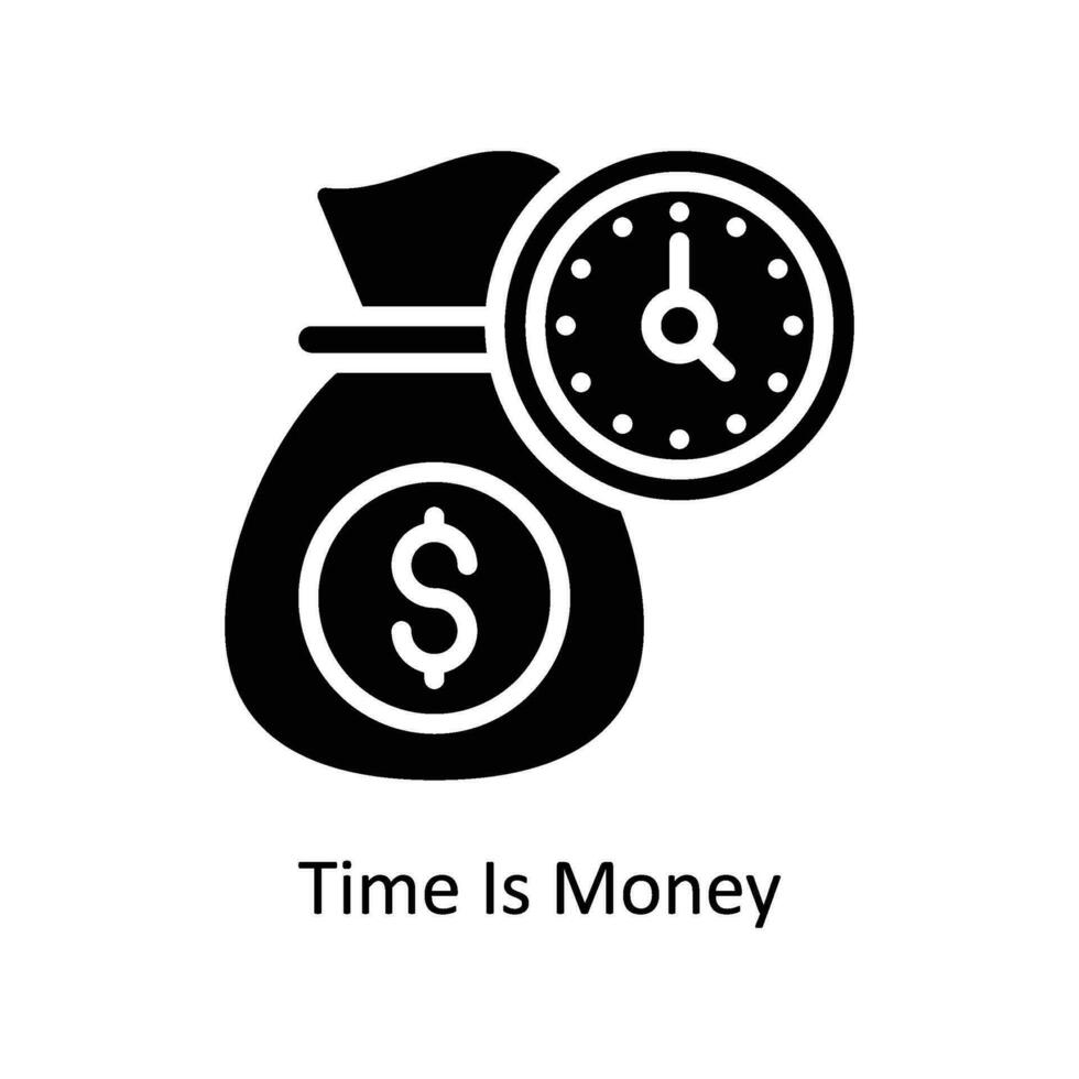 hora es dinero vector sólido icono diseño ilustración. negocio y administración símbolo en blanco antecedentes eps 10 archivo