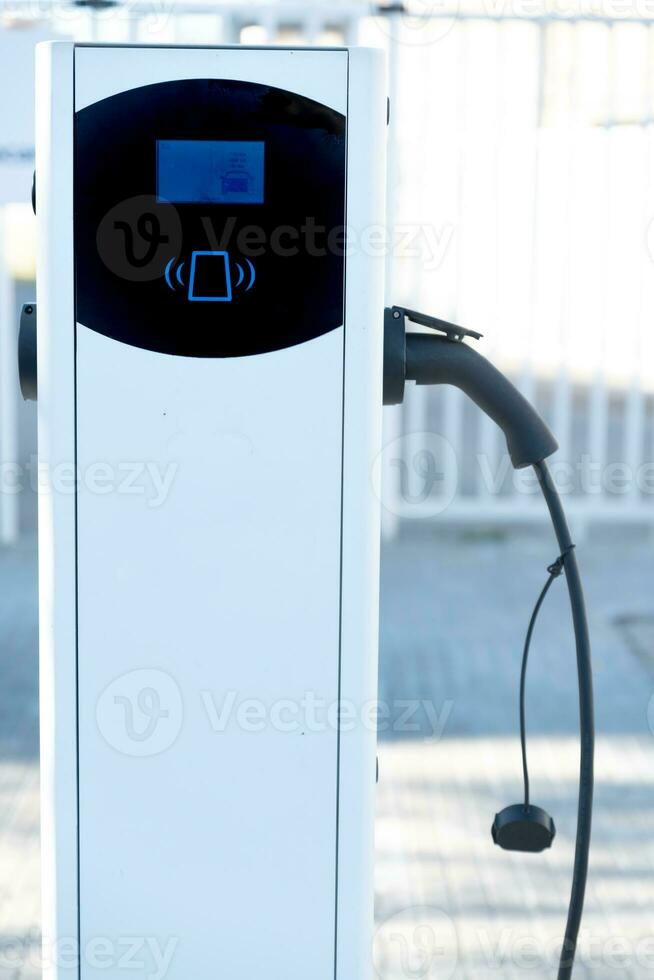 Front view of electric car charger. photo