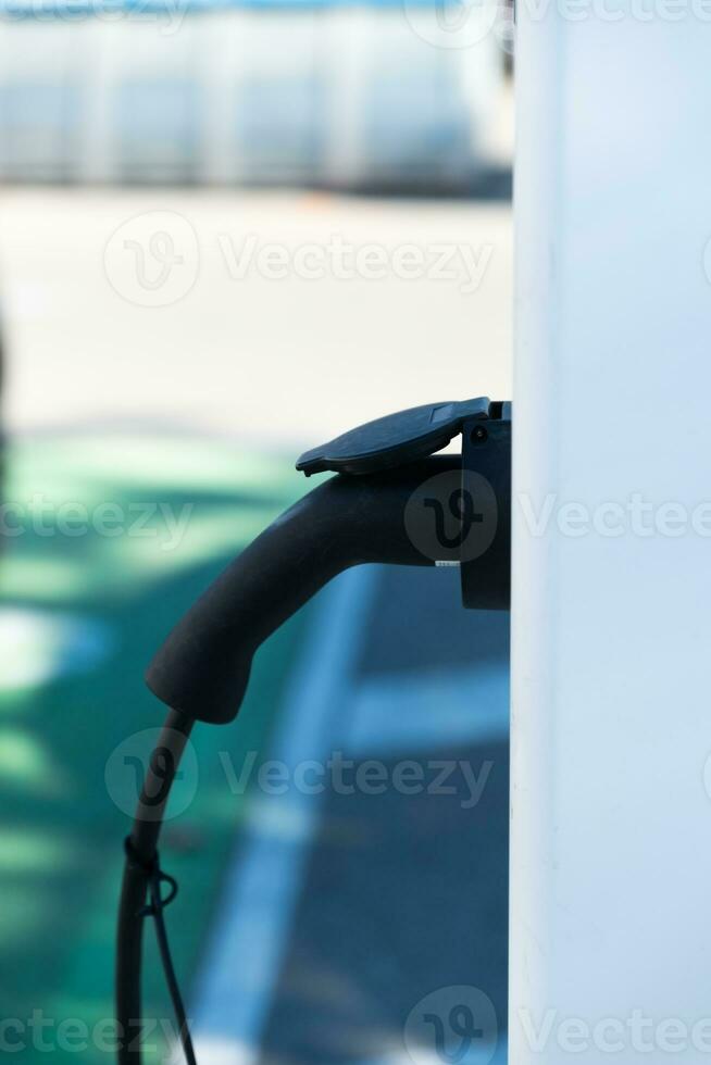 Electric car charger on public roads. photo