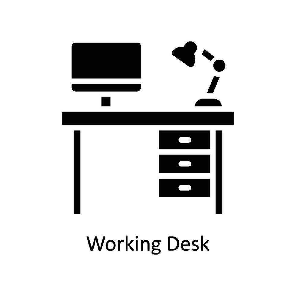 Working Desk vector  Solid  Icon Design illustration. Business And Management Symbol on White background EPS 10 File