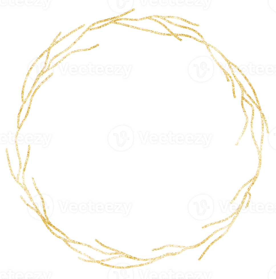 Gold circle vine frame png