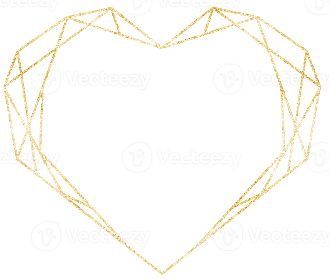 Gold geometric heart frame png