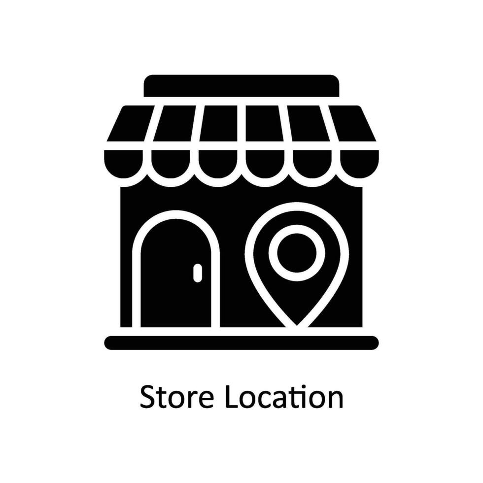 Tienda ubicación vector sólido icono diseño ilustración. negocio y administración símbolo en blanco antecedentes eps 10 archivo