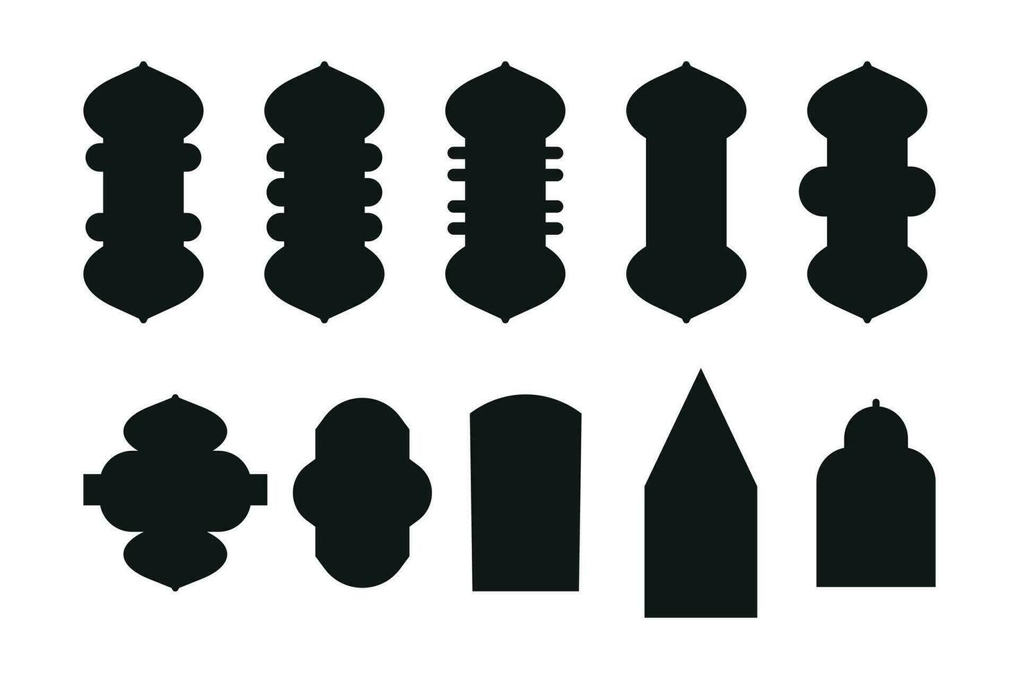 arquitectónico tipo de arcos formas y formularios tradicional occidental y islámico cultura diseño. arco, puerta y ventana diseño grande recopilación. vector silueta aislado en blanco antecedentes