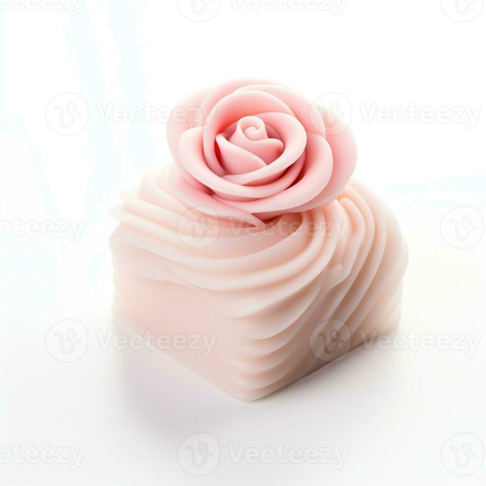 AI generated Soft Pink Rose Adornment on White photo