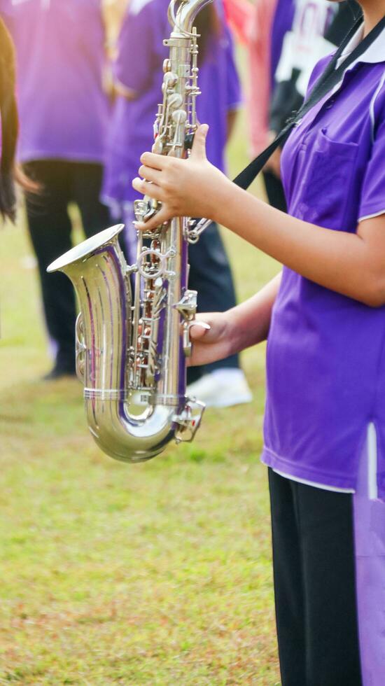 Music instrument is being played by hands photo