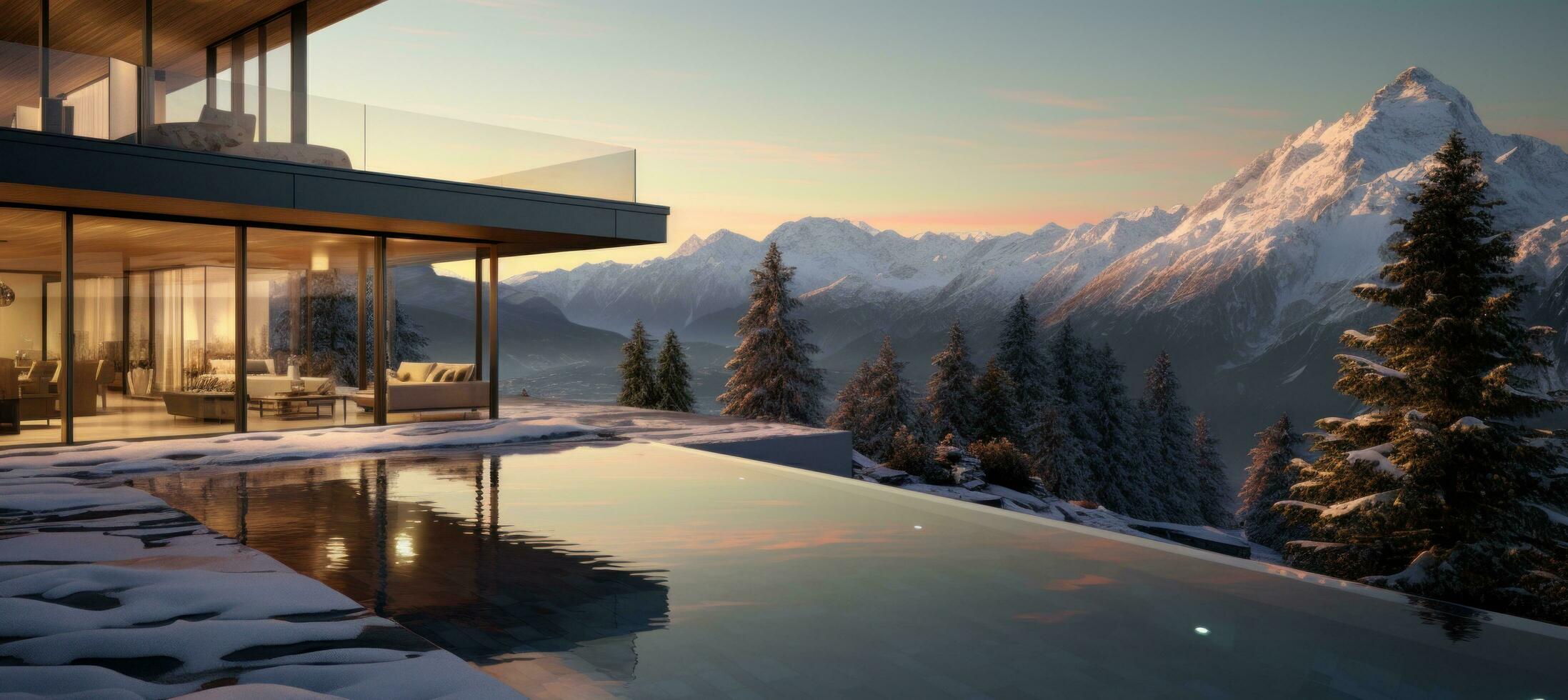 AI generated the lux villa alpine view photo