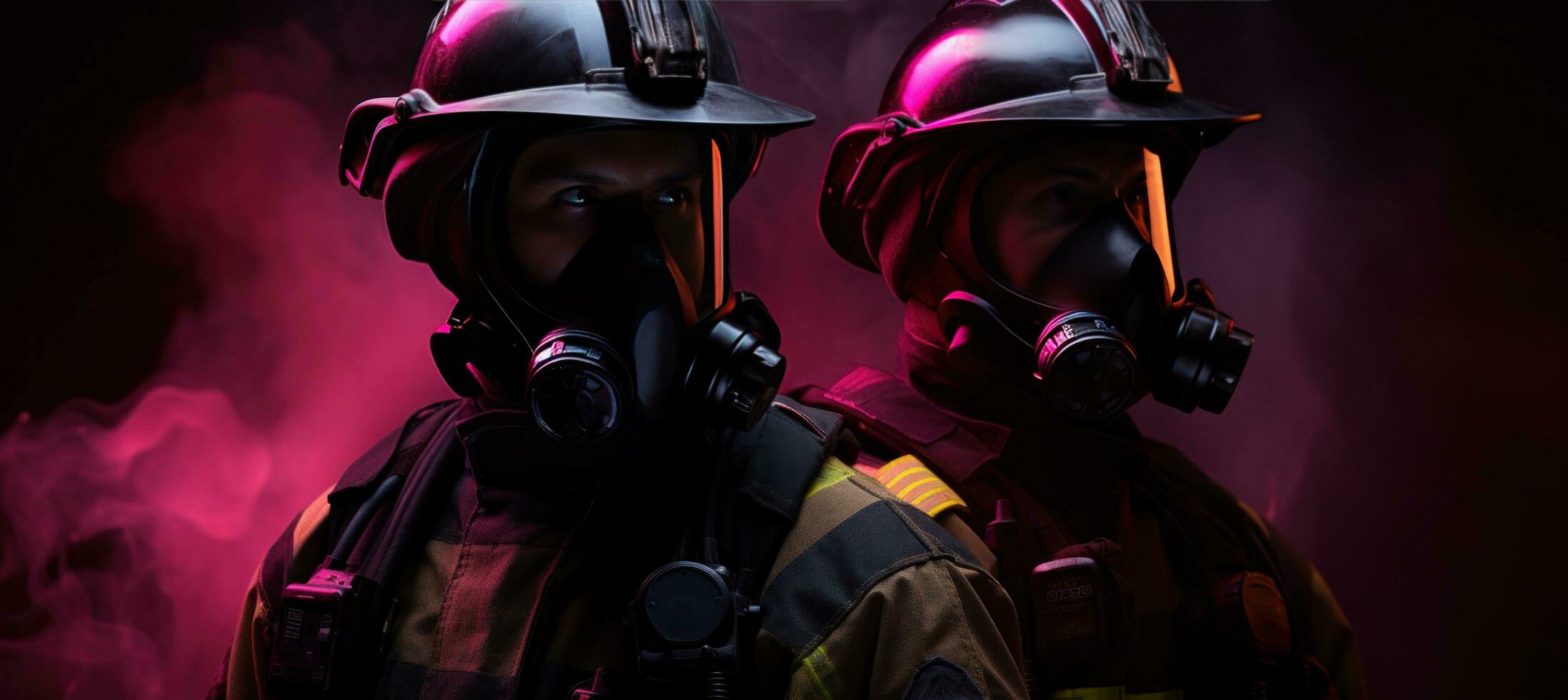 AI generated two firefighters are walking out in an area photo